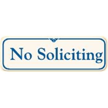 Image for No Soliciting Interior Sign, Ivory, 9 X 3 from HD Supply
