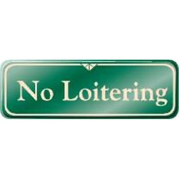 Image for No Loitering Interior Sign, Green, 9 X 3 from HD Supply