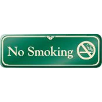No Smoking Desk Sign, Green, 9 X 3