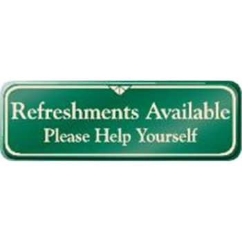 Image for Refreshments Available Desk Sign, Green, 9 x 3 from HD Supply
