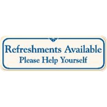 Image for Refreshments Available Desk Sign, Ivory, 9 X 3 from HD Supply