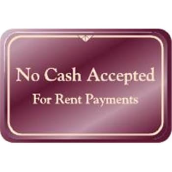 Image for No Cash Accepted Desk Sign, Burgundy, 9 X 6 from HD Supply