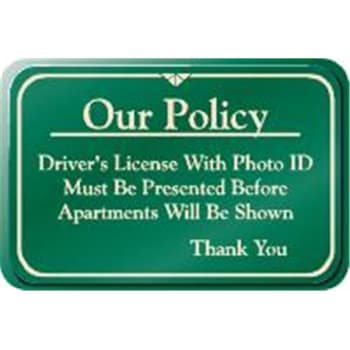 Image for Our Policy Desk Sign, Green, 9 X 6 from HD Supply