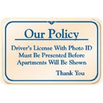 Image for Our Policy Desk Sign, Ivory, 9 X 6 from HD Supply