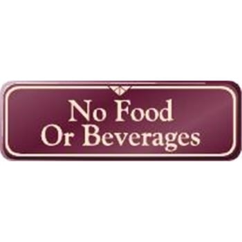 Image for No Food Or Beverages Interior Sign, Burgundy, 9 X 3 from HD Supply