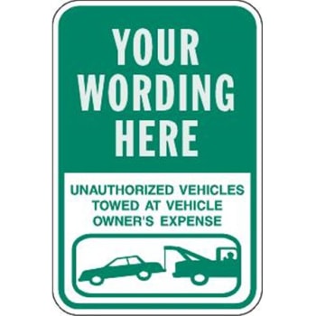 Image for Semi-Custom Unauthorized Vehicles Sign, Green, Non-Reflective, 12 X 18" from HD Supply