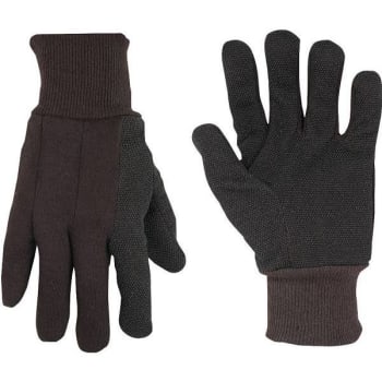 Image for Custom Leathercraft Large Brown Jersey Gloves With Pvc Gripper Dots 1-Pair from HD Supply