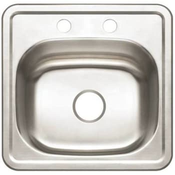 Image for Premier 15 X 15 X 5.125 Stainless Steel Sink 2-Hole Single Bowl Drop-In Bar Sink from HD Supply