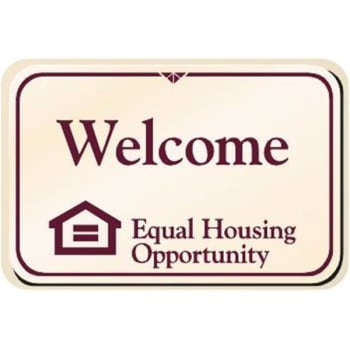 Image for Welcome Equal Housing Desk Sign, Burgundy/ivory, 9 X 6 from HD Supply