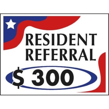 Image for Coroplast Semi-Custom Resident Referral Amenity Sign, Patriotic, 24 x 18 from HD Supply