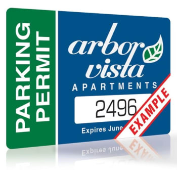Custom 2-Color Parking Permit With Static Cling, 3"x2", Package Of 100