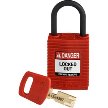 Image for Brady Safekey 1 in Plastic Shackle Keyed Different Nylon Padlock (12-Pack) (Red) from HD Supply