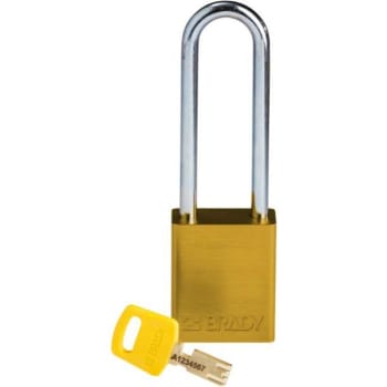 Image for Brady Safekey 3 In Steel Shackle Keyed Different Aluminum Padlock (12-Pack) (Yellow) from HD Supply