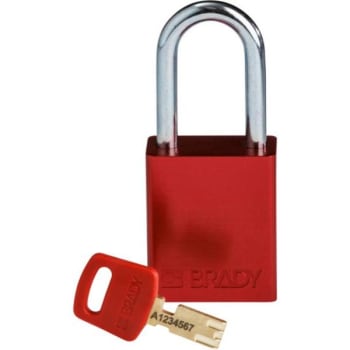 Image for Brady Safekey 1.5 in Steel Shackle Keyed Different Aluminum Padlock (12-Pack) (Red) from HD Supply