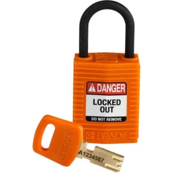 Image for Brady Safekey 1 in Plastic Shackle Keyed Different Nylon Padlock (12-Pack) (Orange) from HD Supply
