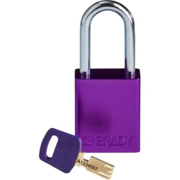 Image for Brady Safekey 1.5 In Steel Shackle Keyed Different Aluminum Padlock (12-Pack) (Purple) from HD Supply