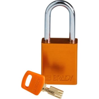 Image for Brady Safekey 1.5 in Steel Shackle Keyed Different Aluminum Padlock (12-Pack) (Orange) from HD Supply