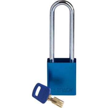 Image for Brady Safekey 3 in Steel Shackle Keyed Different Aluminum Padlock (12-Pack) (Blue) from HD Supply
