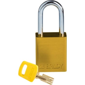 Image for Brady Safekey 1.5 In Steel Shackle Keyed Different Aluminum Padlock (12-Pack) (Yellow) from HD Supply