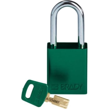 Brady Safekey 1.5 in Steel Shackle Keyed Different Aluminum Padlock (12-Pack) (Green)