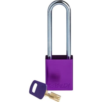 Image for Brady Safekey 3 in Steel Shackle Keyed Different Aluminum Padlock (12-Pack) (Purple) from HD Supply