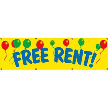 Image for Horizontal Free Rent Banner, Balloons, 10' X 3' from HD Supply