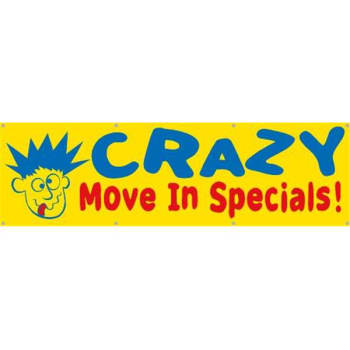 Image for Horizontal Crazy Move In Specials! Banner, Yellow/blue/red, 10' X 3' from HD Supply