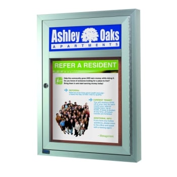 Image for Enclosed Single Door Indoor Bulletin Board, Wall Mount, Aluminum, 24 x 36 from HD Supply