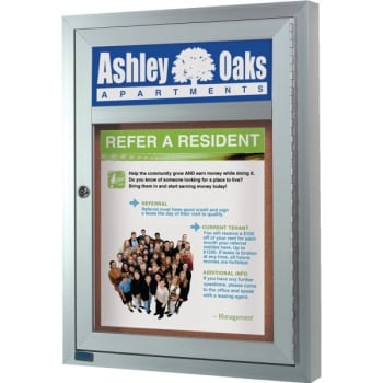 Image for Enclosed Single Door Outdoor Bulletin Board, Wall Mount, Custom, 18 X 24 from HD Supply