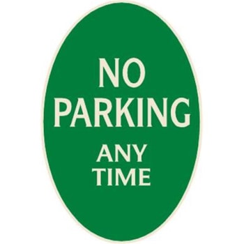 Image for No Parking Any Time Oval Designer Sign, Ivory On Green, 12 X 18 from HD Supply