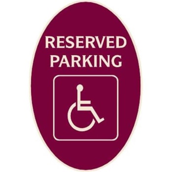 Image for Reserved Parking/handicapped Symbol Oval Sign, Ivory On Burgundy, 12 X 18 from HD Supply