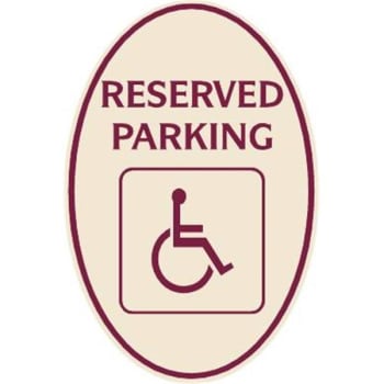 Image for Reserved Parking/handicapped Symbol Oval Sign, Burgundy On Ivory, 12 X 18 from HD Supply