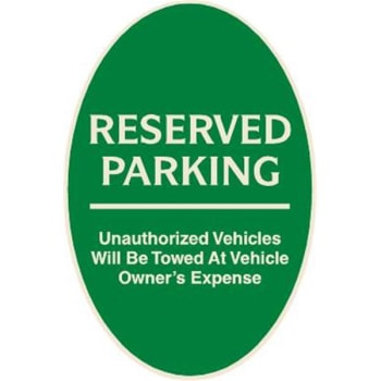 Image for Reserved Parking Oval Designer Sign, Ivory On Green, 12 X 18 from HD Supply