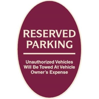 Image for Reserved Parking Oval Designer Sign, Ivory On Burgundy, 12 X 18 from HD Supply