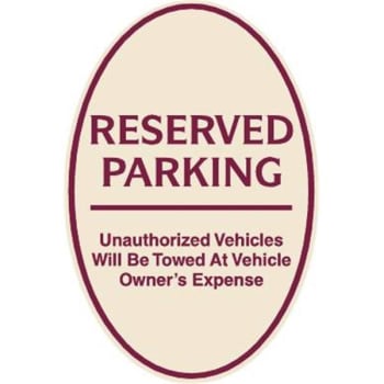 Image for Reserved Parking Oval Designer Sign, Burgundy On Ivory, 12 X 18 from HD Supply