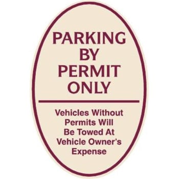 Image for Parking By Permit Only Oval Designer Sign, Burgundy On Ivory, 12 X 18 from HD Supply