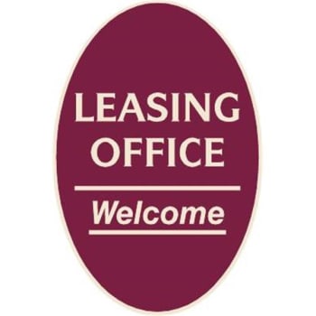 Image for Leasing Office Oval Designer Sign, Ivory On Burgundy, 12 X 18 from HD Supply