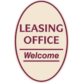 Image for Leasing Office Oval Designer Sign, Burgundy On Ivory, 12 X 18 from HD Supply