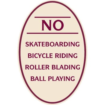 Image for No Skateboarding Oval Designer Sign, Burgundy On Ivory, 12 X 18 from HD Supply
