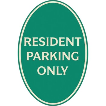 Image for Resident Parking Oval Designer Sign, Ivory On Green, 12 X 18 from HD Supply