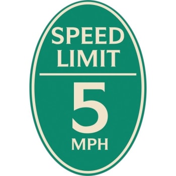 Image for Speed Limit 5 Mph Oval Designer Sign, Ivory On Green, 12 X 18 from HD Supply