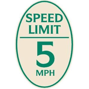 Image for Speed Limit 5 Mph Oval Designer Sign, Green On Ivory, 12 X 18 from HD Supply