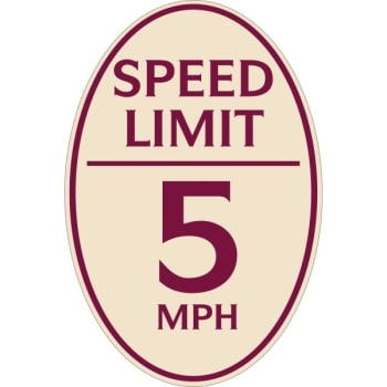 Image for Speed Limit 5 Mph Oval Designer Sign, Burgundy On Ivory, 12 X 18 from HD Supply