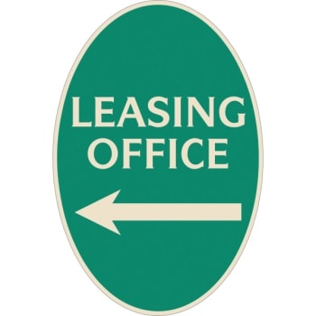 Image for Leasing Office Oval Designer Sign With Left Arrow, Ivory On Green, 12 X 18 from HD Supply
