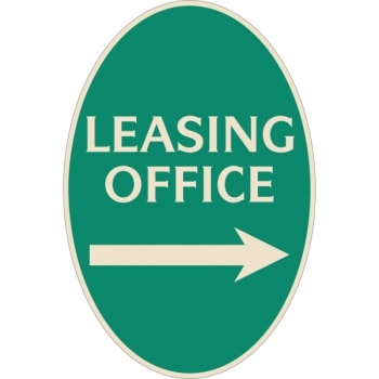 Image for Leasing Office Oval Designer Sign W/ Right Arrow, Ivory On Green, 12 X 18 from HD Supply