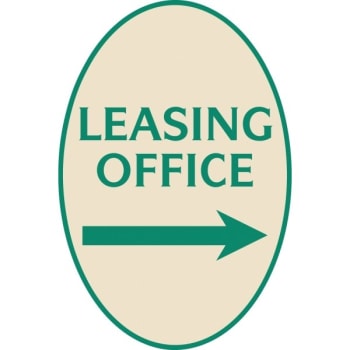 Image for Leasing Office Oval Designer Sign w/ Right Arrow, Green on Ivory, 12 x 18 from HD Supply