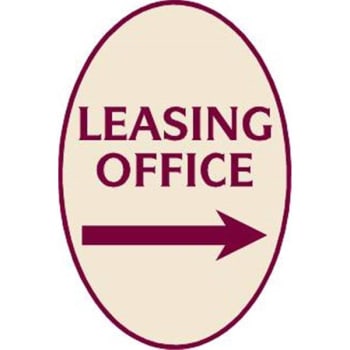 Image for Leasing Office Oval Sign, with Right Arrow, Burgundy on Ivory, 12 x 18 from HD Supply