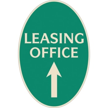 Image for Leasing Office Oval Designer Sign With Up Arrow, Ivory On Green, 12 X 18 from HD Supply