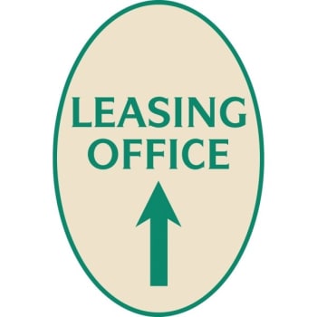 Image for Leasing Office Oval Designer Sign with Up Arrow, Green on Ivory, 12 x 18 from HD Supply