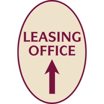 Image for Leasing Office Oval Designer Sign With Up Arrow, Burgundy On Ivory, 12 X 18 from HD Supply
